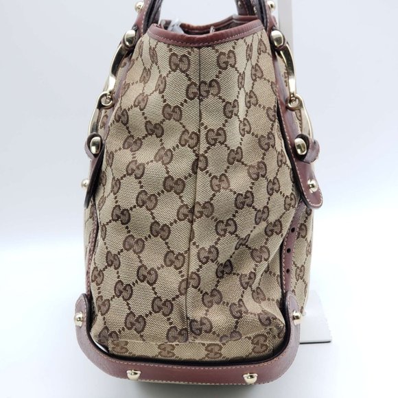 100% Authentic Gucci Leather and Canvas Brown Shoulder Bag #0650 - Picture 5 of 15